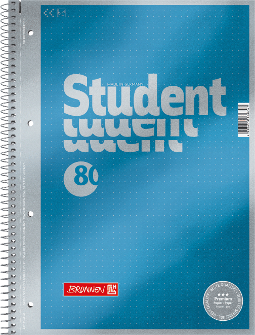 Collegeblock Premium Student A4 dotted Deckblatt: cyan-metallic