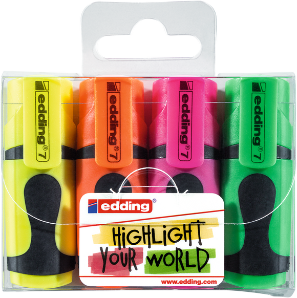edding 7 Mini Textmarker sortiert neon 4St Set