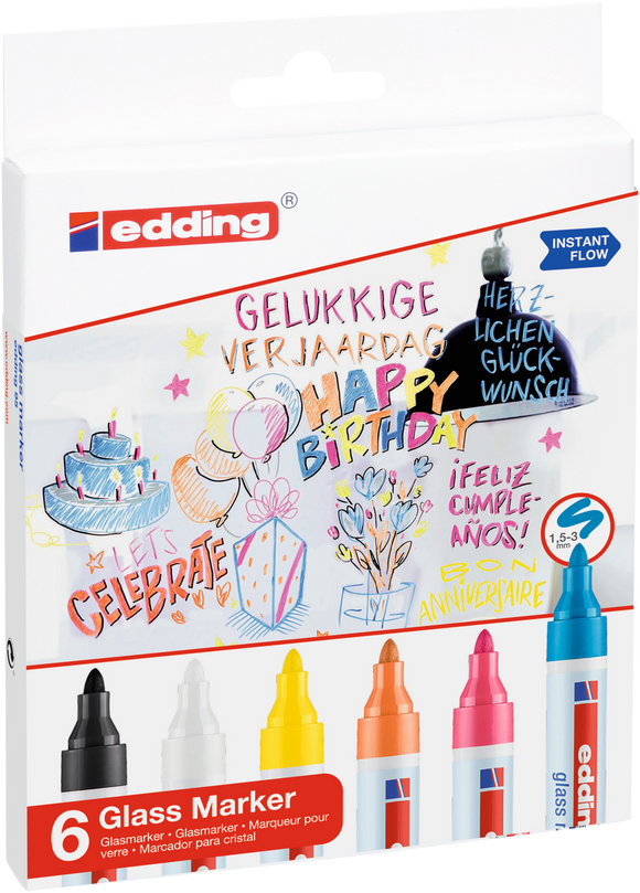 edding 95 Glasmarker sortiert 6St Set