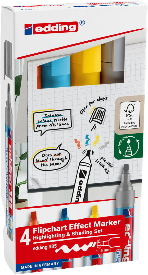 edding Flipchartmarker Set Highlight + Shading 4-teilig