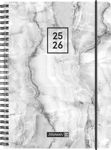 Schülerkalender A5 Grey Marble 2025/2026 2Seiten/1Woche