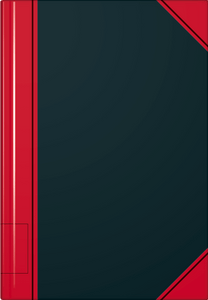 Notizbuch A6 unliniert schwarz mit roten Ecken